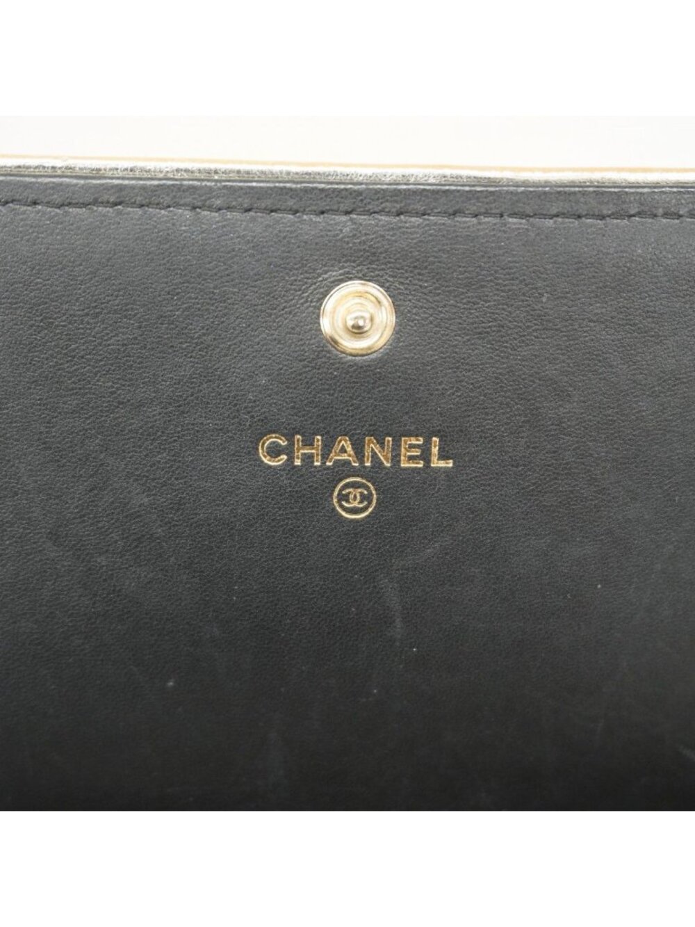 ★SOLD★ Chanel Wallet Quilted Lambskin Black Gold - Picture 4 of 9
